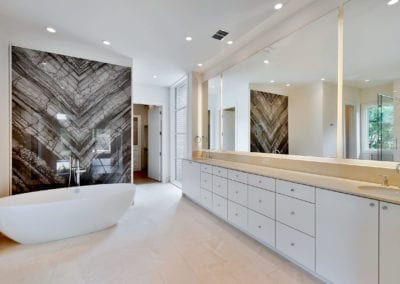 white bathroom with granite